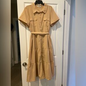 NWT Lucky Brand Tan Khaki Shirt Dress